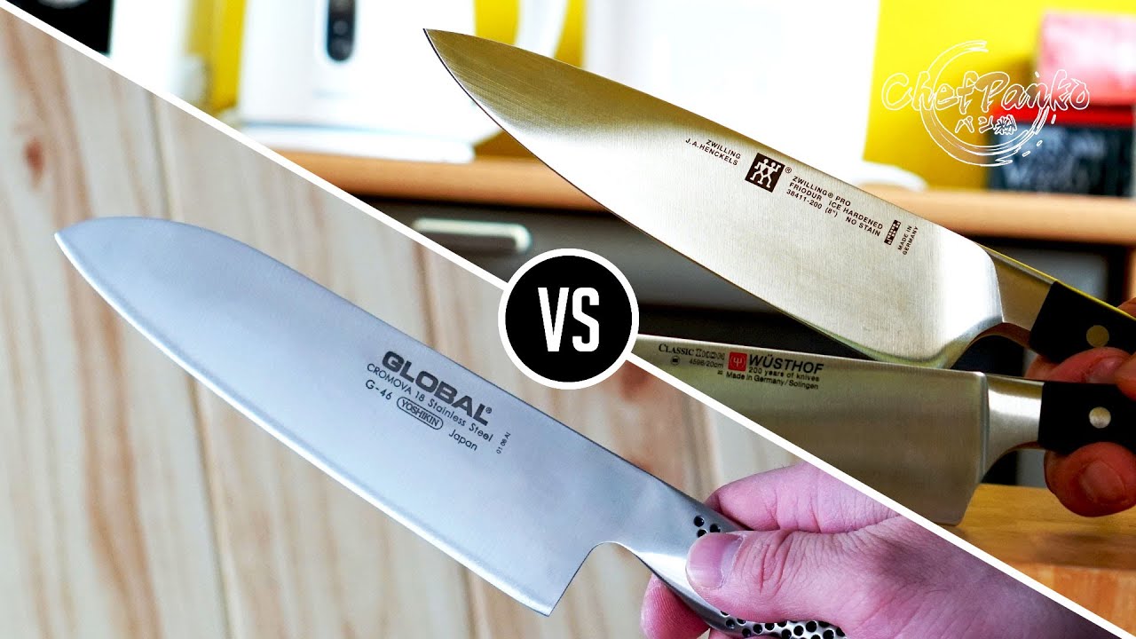 chef's knife and a santoku knife